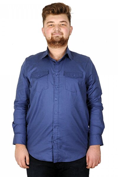 ModeXL Mode XL Чоловіча сорочка UKol Габардин Дві кишені 20360 Індіго