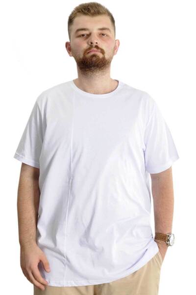 ModeXL Mode XL Large Size Men's T-Shirt Bis Collar Fragmented 23133 White
