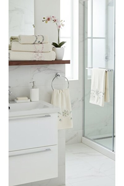 A.Z.H. مجموعة مناشف فاخرة مطرزة يدويًا ومطرزة يدويًا مقاس 50 × 90 سم