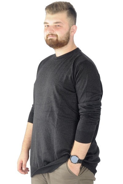 ModeXL Mode XL Large Size Sweater Crew Neck 22207 Anthracite