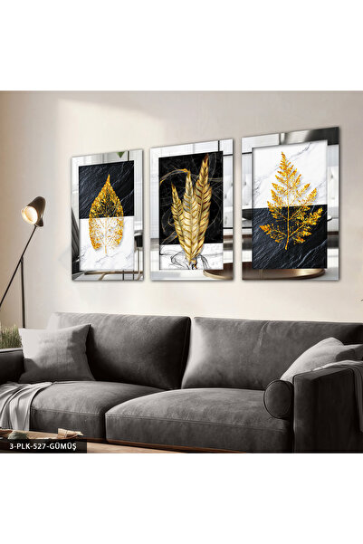 Evinemoda Stočica sa perjem i listovima, srebrna, 3 delna, od pleksiglasa sa ...