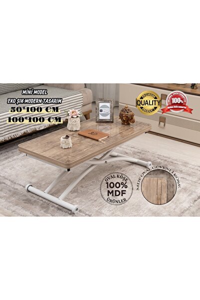 SEHPAM AKILLI Akıllı Sehpa Mini Juppo Üst Tabla Mdf Antiklayt Oval Köşe Alt A...