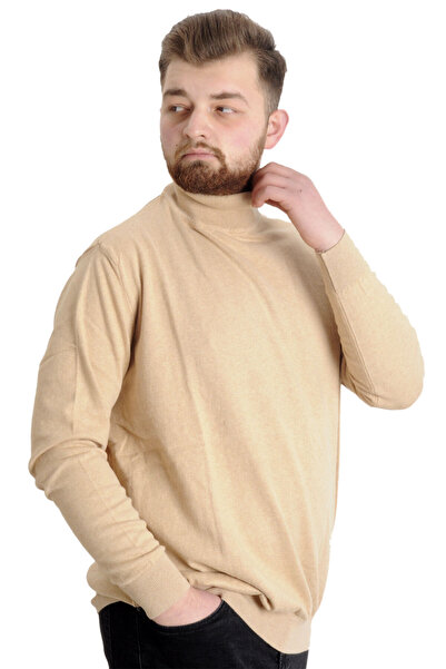 ModeXL Pulover pentru bărbați Mode XL, mărime mare, cu guler înalt 22205 Bej