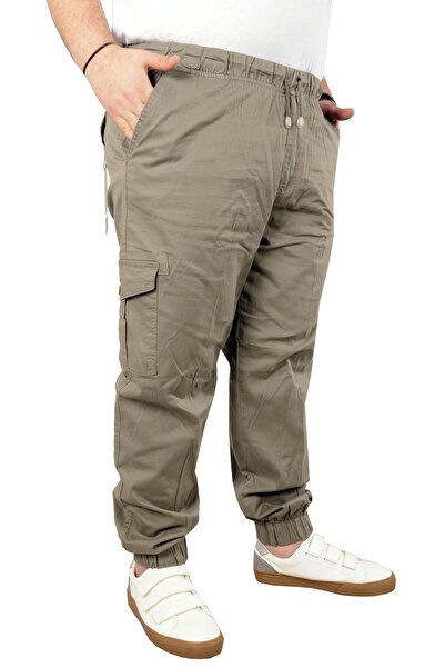 ModeXL Mode XL Large Size Men's Linen Cargo Jogger Valencia 21911 Beige