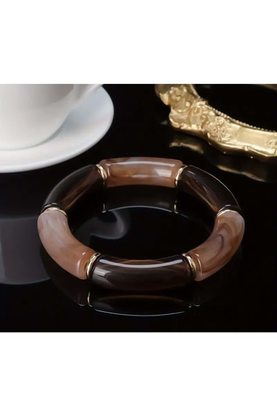 ACAR TAKI سوار من الخرز الراتنجي المطاطي - لونين بني ACR7899