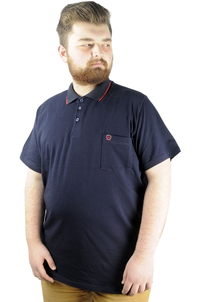 ModeXL Mode XL Plus Size Тениска Поло Стреч Суприм с джобове 21558 Тъмносин