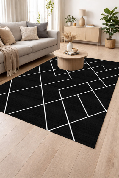 Decomia Home سجادة غرفة المعيشة الرقمية المضادة للانزلاق والقابلة للغسل باللو...