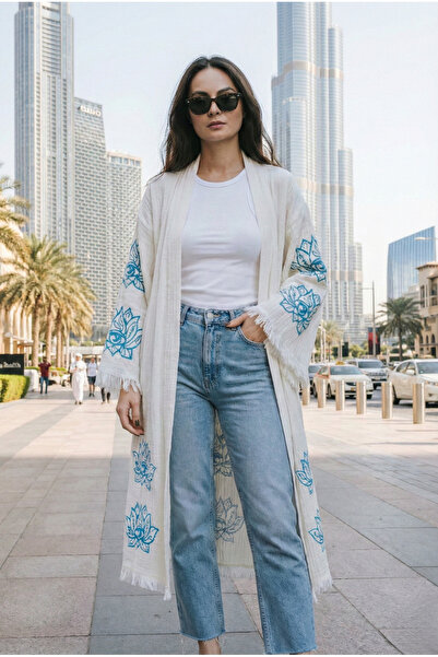 ZERLA رداء كيمونو تركي من الخيزران بنقشة اللوتس للنساء - غطاء خفيف الوزن - مط...