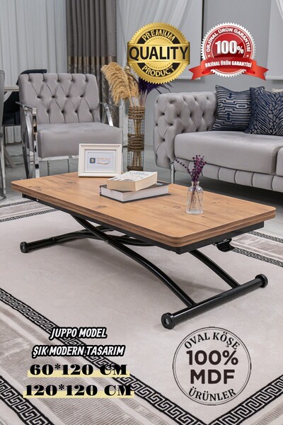 SEHPAM AKILLI Akıllı Sehpa Juppo Üst Tabla Mdf Efesçam Oval Köşe Alt Ayak Siy...