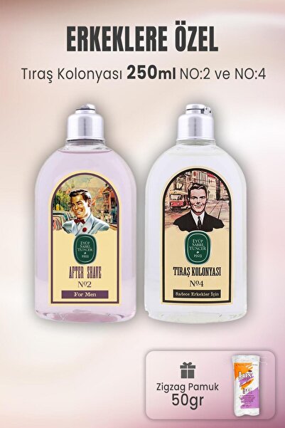 Eyüp Sabri Tuncer Tıraş Kolonyası No:2, No:4 ve Zigzag Pamuk 50 gr