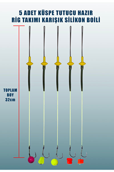 SAZAN RİG 5 Adet Hazır Rig Takımı Takımı Küspe Tutucu Karışık Silikon Boili