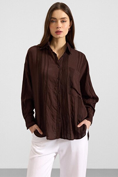 Olcay Self-Patterned Casual Shirt Brown 9408