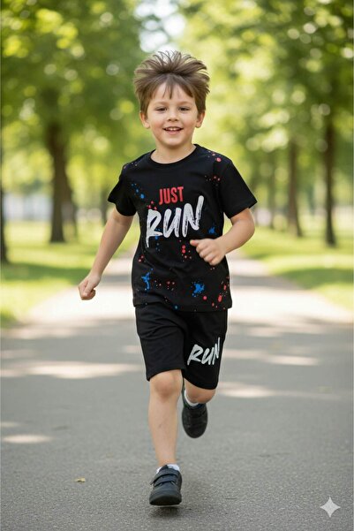 coppa kids طقم للفتيات والفتيان بعمر 8 سنوات - شورت وتي شيرت قطني مطبوع عليه ...