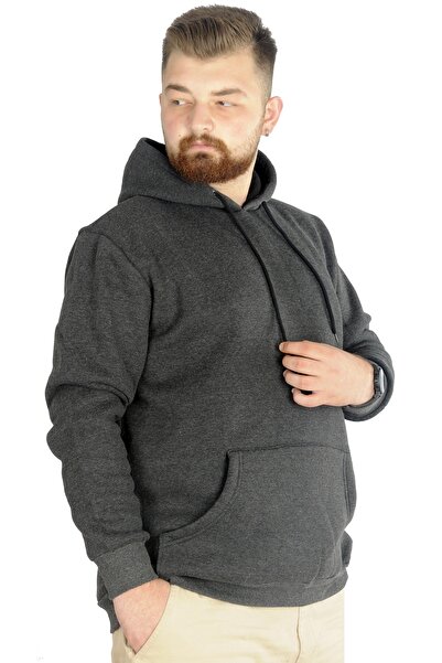 ModeXL Mode XL Erkek Sweat Kapşon Kangoroo Pocket Basic 20562 Antramelanj