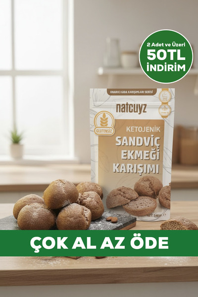 NATCUYZ Ketojenik Glutensiz Sandviç Ekmeği Karışımı 340gr