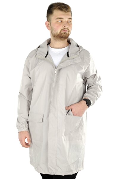 ModeXL Mode XL Large Size Men's Raincoat Hooded 22700 Beige