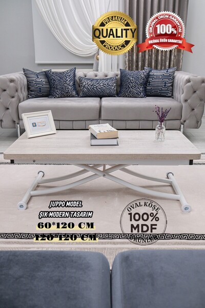 SEHPAM AKILLI Akıllı Sehpa Juppo Üst Tabla Mdf Lizbon Oval Köşe Alt Beyaz Içe...