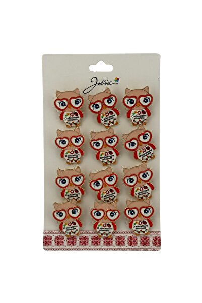 Flippy Set 12 Brose Martisor Primavara Bufnita cu Mesaj O Educatoare Minunata