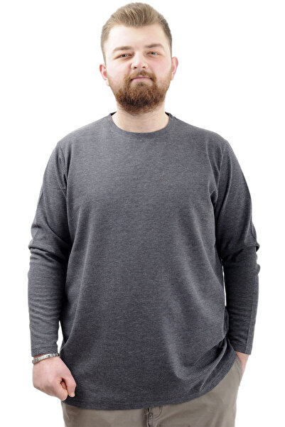 ModeXL Hanorac pentru bărbați - Decolteu crew, mânecă lungă, WAFFLE 23460 Ant...