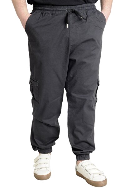 ModeXL Mode XL Large Size Linen Cargo Jogger Valencia 21911 Anthracite