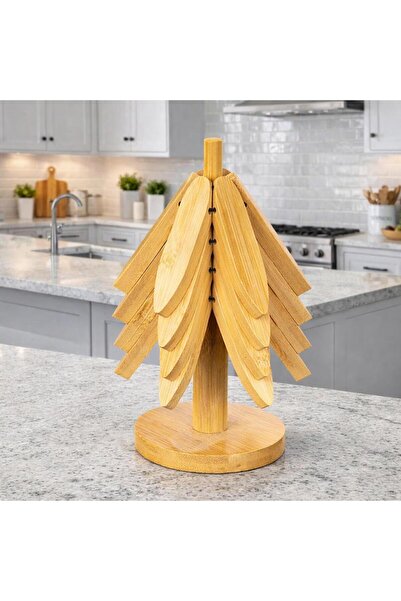 Minya Home 4-Piece Bamboo Trivet Set with Stands, Heat-Resistant Coasters and...