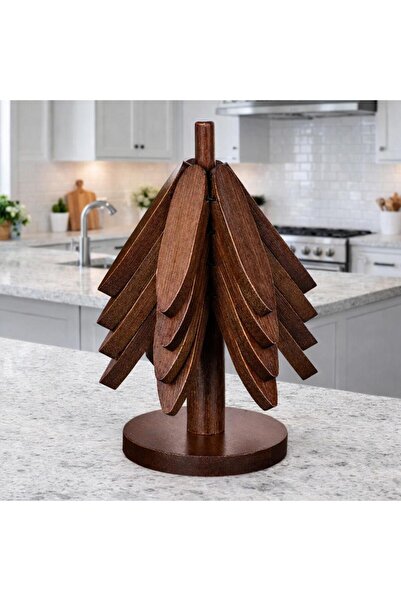 Minya Home 4'lü Akasya Standlı Bambu Ağaç Nihale Seti Isıya Dayanıklı Bardak ...