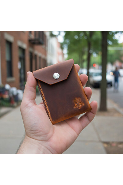 DEER Kartlık / Cüzdan - Hakiki Crazy Deri- Camel