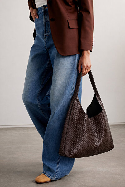 Housebags Örgü Kahverengi Shopper Vintage Çanta 284