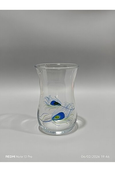 LAV طقم من 6 أكواب شاي منقوشة مع غطاء زجاجي سعة 115 سم مكعب