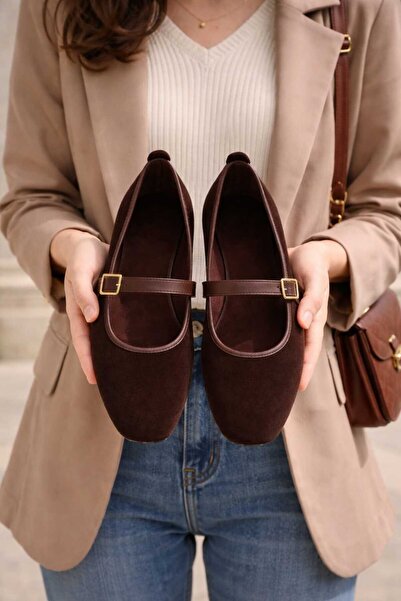 Slipcat Pantofi de balerină pentru femei, catifea, cu cataramă aurie, pantofi...