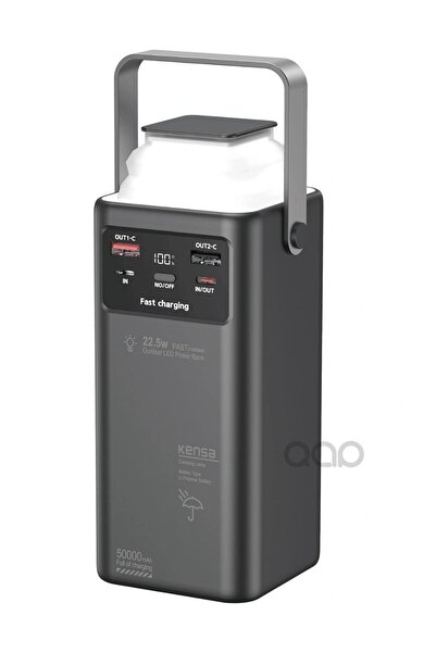 QAP 50000 Mah Kablolu Süper Hızlı Şarj Power Bank Turbo Hızlı Pd Şık Tasarım Kamp Powerbank 22,5 Watt