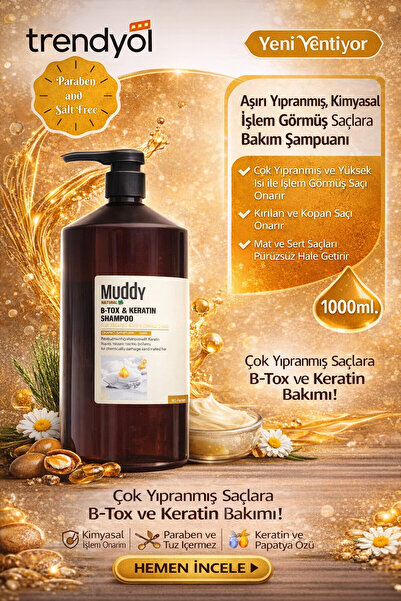 Muddy B-tox&keratin Onarıcı Saç Şampuanı 1000 ml 8697426731780