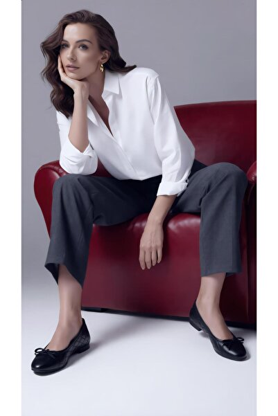 37Numara Balerina de marime mare din piele naturala matlasata neagra