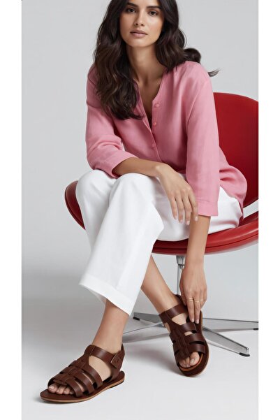 37Numara BÜYÜK NUMARA KADIN BODRUM SANDALET HAKİKİ DERİ 41-42-43-44 TABA