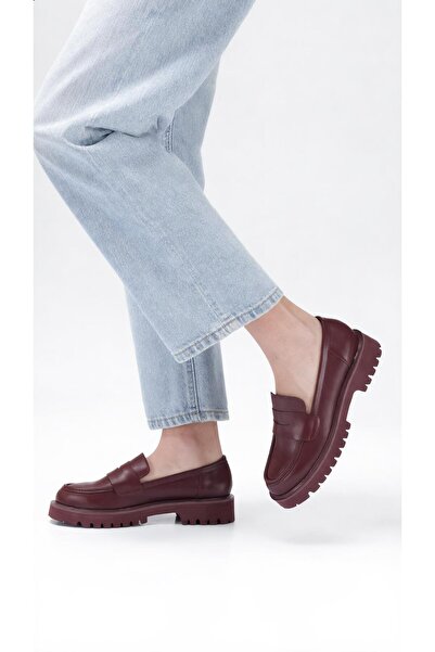 37Numara Бургундски дамски мокасини - дебела подметка, голям размер - 41-44 м...
