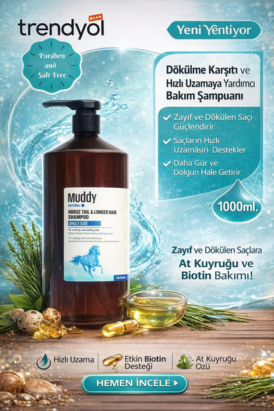Muddy Dökülme Karşıtı 1000 ml Hızlı Uzama Sağlayan At Kuyruğu Şampuanı
