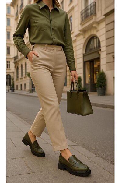 37Numara БІЛЬШИЙ РОЗМІР ЖІНОЧІ СКІННІ МОКАСИНИ ЗІ СКІНЬОГО ШКІРИ ЗЕЛЕНІ 41-42...