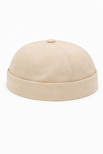 ZERAMİNE Docker Şapka %100 Pamuk Ayarlanabilir Cırtlı Krem