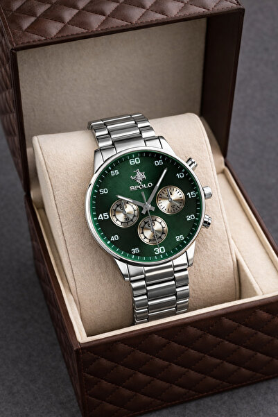 S.POLO Gümüş Erkek Kol Saati Mavi Kadran Bileklik Hediye