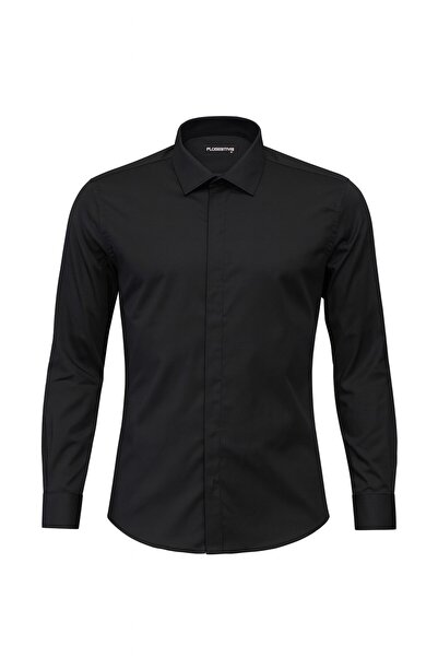 Plus Scorpion Men's Classic Shirt – Cotton Stretch Fabric, Slim Fit Long Slee...