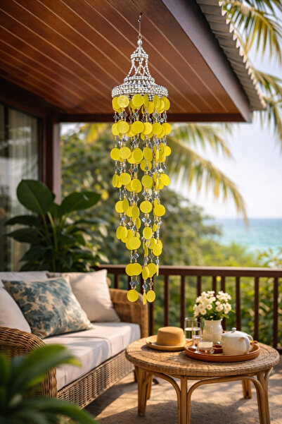 Larenya Doğal Deniz Kabuklu Ve Sedefli Rüzgar Çanı & Balkon Bahçe Tavan Süsü