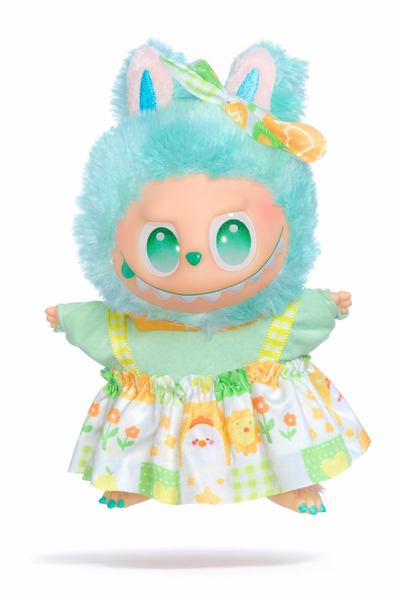 OEM Jucarie de plus breloc - tip Labubu - 15 cm - imbracat in rochita colorat...