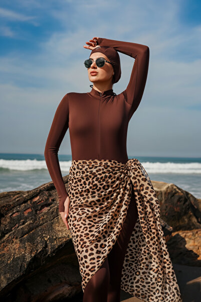 MAİMODA Boneli Parmak Geçirme Detaylı Yüzücü Tulum / Bonnet Finger-Pass Detai...