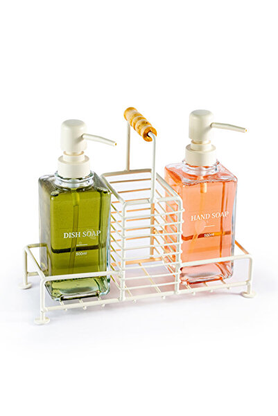 safestore عبوتين من الصابون السائل الزجاجي وموزع الصابون مع حامل معدني 500 مل...