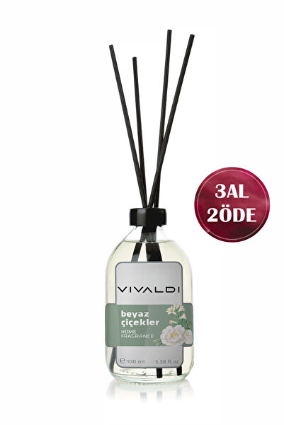 Vivaldi Home Beyaz Çiçekler Çubuklu Oda Kokusu 100 ml, Ferah, Zarif ve Kalıcı...