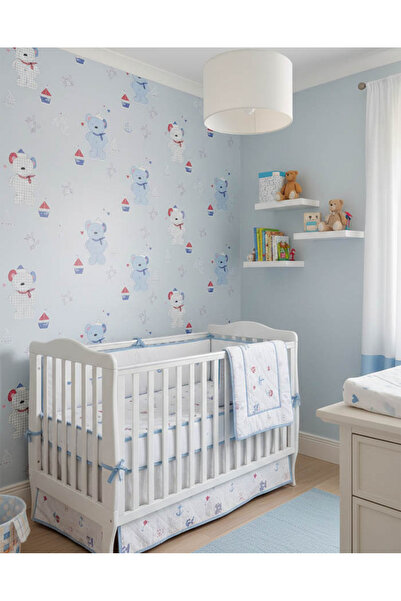 Ayzun Mavi Ayıcıklı Çocuk Odası 16 M2 Duvar Kağıdı 30071