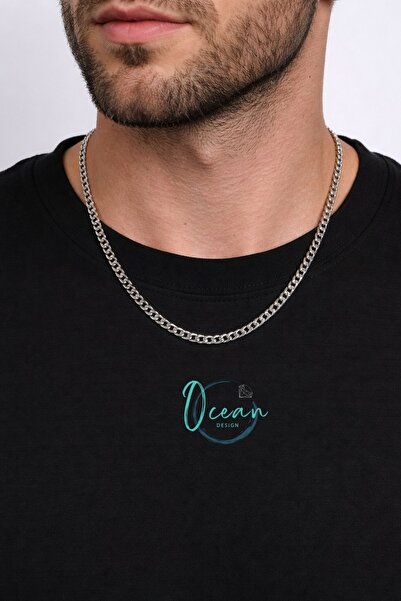 OceanDesign Paslanmaz Çelik Erkek Zincir Kolye | El Yapımı, Günlük ve Şık Tas...