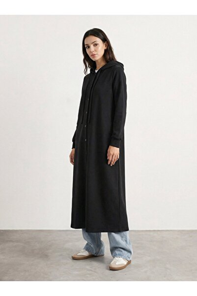 Benin Спортно яке с качулка и тик-так отпред - Черно -