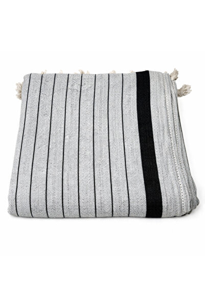 Melih AKSU Noir Serisi Çizgili Peştemal (100x180 cm) – %100 Pamuk, Hafif ve H...
