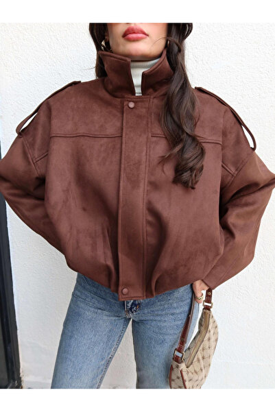 Orions Collection New Season Suede Look Bomber Jacket - Bitter Brown / Khaki
